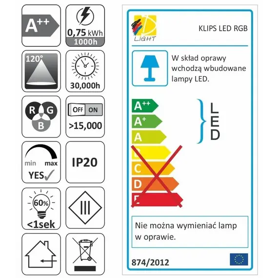 Комплект светильник LED KLIPS пластиковый RGB (2 шт.)   арт.ZPRFT-2-RGB-01W - 4