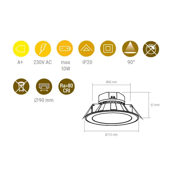 Светильник LED APOLLO 10W 230VAC 3000К арт.APOLLO-10-30K-01 - 1