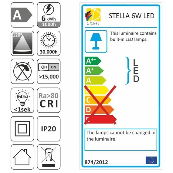 Светильник LED STELLA 6W 230VAC 4000К арт.STELLA-6-40K-01 - 2