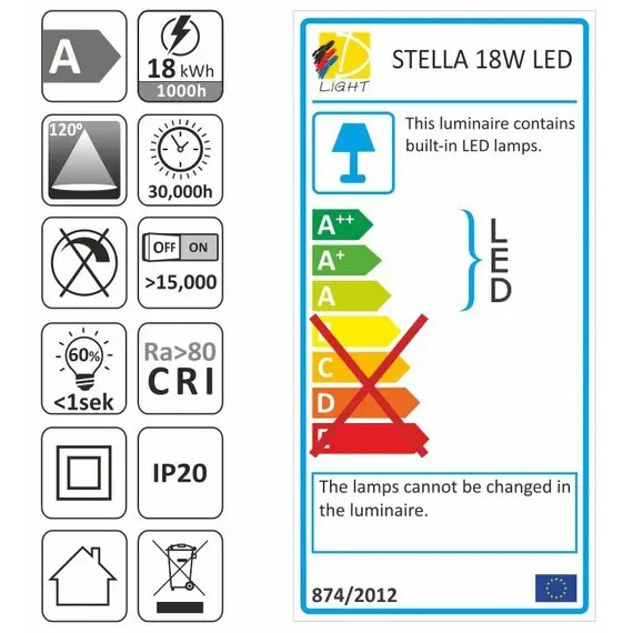 Светильник LED STELLA 18W 230VAC 4000К арт.STELLA-18-40K-01 - 2