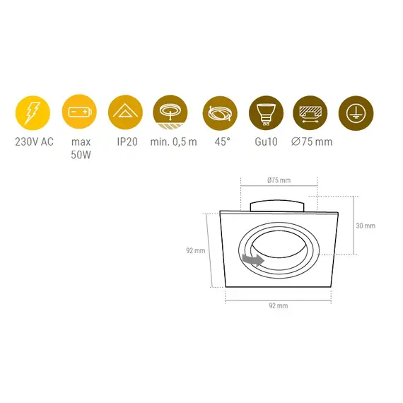 Комплект светильник COSTA (без LED) + розетка GU10, сталь матовая арт.COSTA-SN-01 - 1