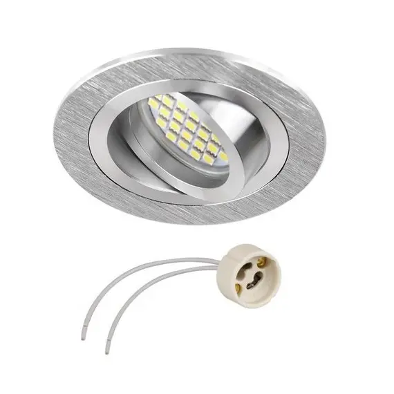 Комплект светильник BRAVA (без LED) + розетка GU10, сталь матовая арт.BRAVA-SN-01