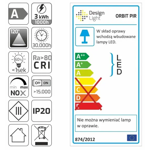 Светильник LED ORBIT PIR 3,0W 12VDC 3000К, провод 2 м, алюминий арт.ORBIT-PIR-AL-40K-01 - 4