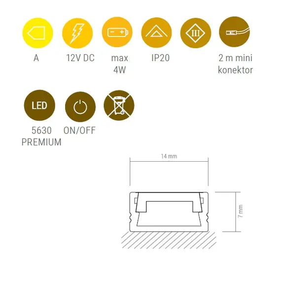 Светильник LED MASTER 4W 12VDC 3000K, провод 2 м, молочный рассеиватель арт.MASTER-4,0W-30K-01W - 1