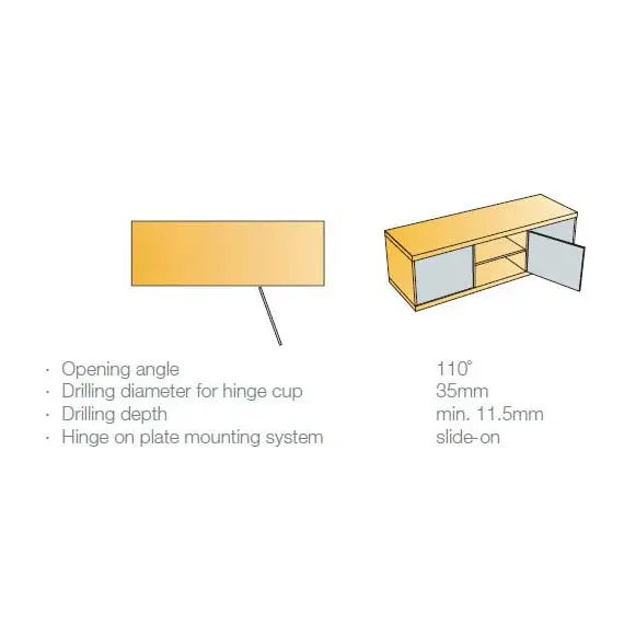 Петля мебельная Titus B-Type 90 градусов с шурупами 4x12 мм 110/48/9 мм арт.248-0M03-050-TL - 4