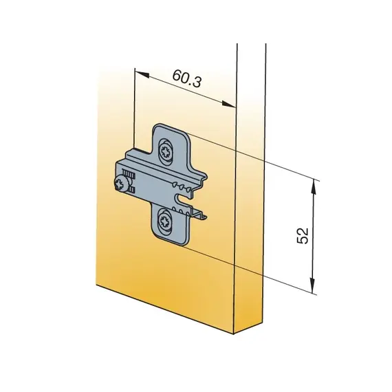 Монтажная планка петли Titus B-Type F2 мм с дюбелем 7.5 мм. арт.244-0S68-050-00 - 2