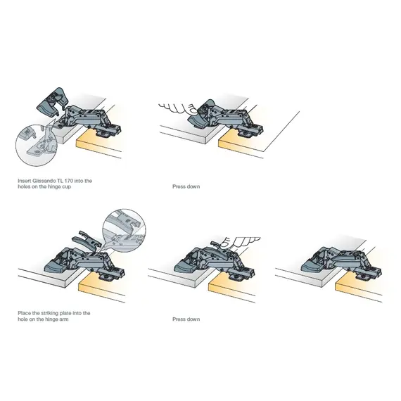 Доводчик (демпфер) мебельный Titus Glissando TL 170 механизм мягкого закрывания петли. Арт: 951-0F15-650-00 - 5
