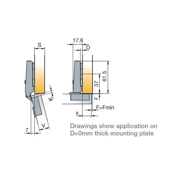 Петля мебельная Titus B-Type 90 градусов с шурупами 4x12 мм 110/48/0 мм арт.248-0M02-050-TL - 1