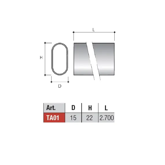 Штанга овальная, d15х22 мм, сталь арт.TA01FNL - 1