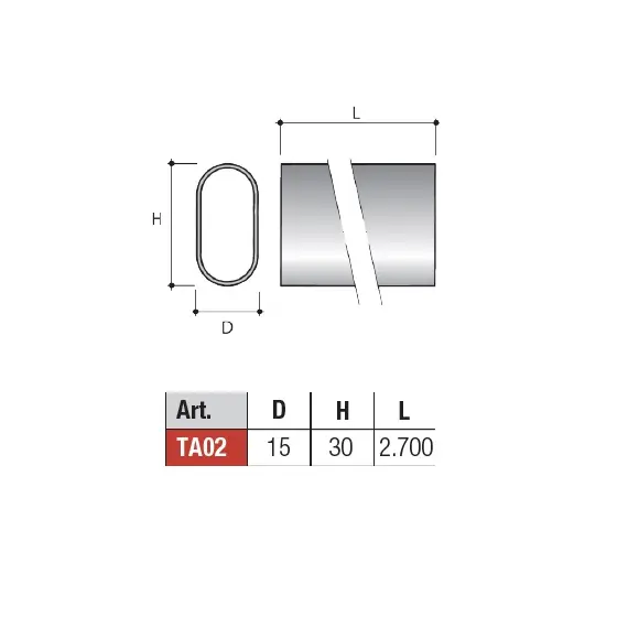Штанга овальная, d15х30 мм, сталь арт.TA02FNL - 1