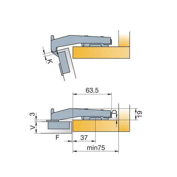 Петля мебельная Titus S-Type для фальшпанели 110/52/18 мм. Арт: 248-0748-050-ST - 4