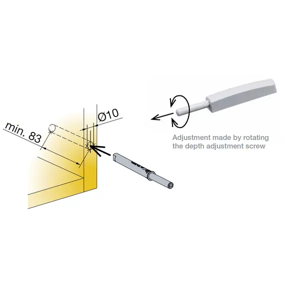 Толкатель PushOpen с демпфером врезной длинный (серый) арт.915-7188-380-00 - 7