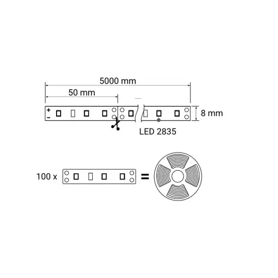Лента светодиодная с трансформатором 8х50 мм, 2650 мм, IP20, хол.белый - 2