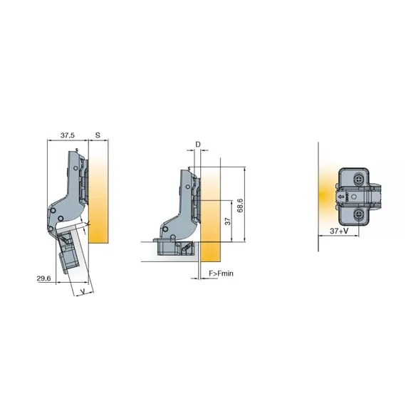 Петля мебельная Titus T-Type 90 градусов 110/48/17 мм. арт.702-0DL0-650-00 - 3