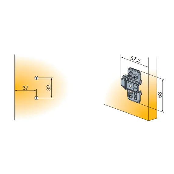 Монтажная планка петли T-type F0 мм крест., регул. эксцентрик, винты 6,3х15 мм Арт: 700-0KC0-650-00 - 3