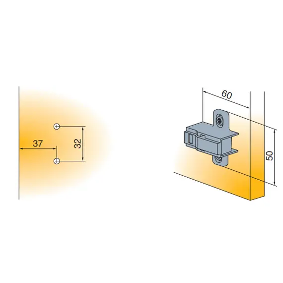 Монтажная планка петли Titus S-type F9 мм с винтами 6,3х13 мм. Арт: 244-0M33-650-00 - 2