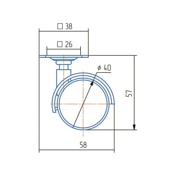 Опора колесная ОК40 мм  с  пятой бежевая - 1