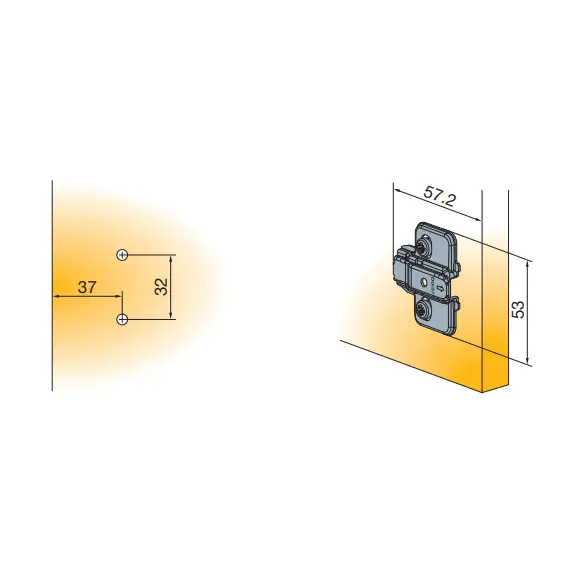 Монтажная планка петли Titus T-type F2 мм крест. с винтами 6,3х15 мм. Арт: 700-0NC2-650-00 - 4