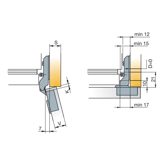 Петля мебельная Titus B-Type для шкафа с холодильником 100/48/0 мм. Арт: 248-0K10-050-00 - 4