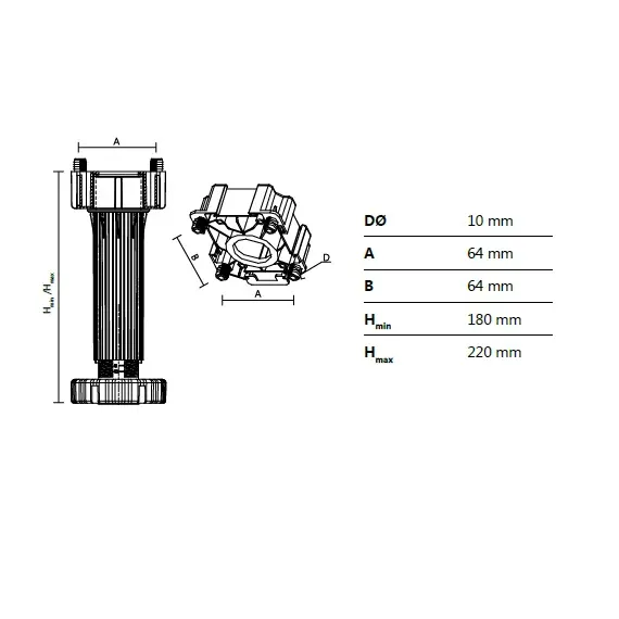 Ножка-опора регулируемая 180 мм Kum-Plast арт.434200 - 1