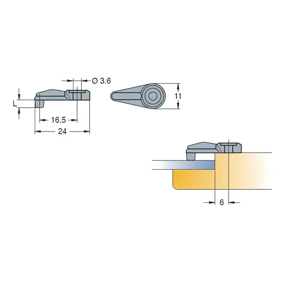 Стеклодержатель Titus, L 3,3 мм арт.359-4201-340-00 - 1