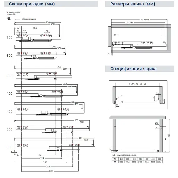Направляющие скрытого монтажа 3/4 открывание FitClose насадной монтаж 300 мм арт.647-1230 - 1