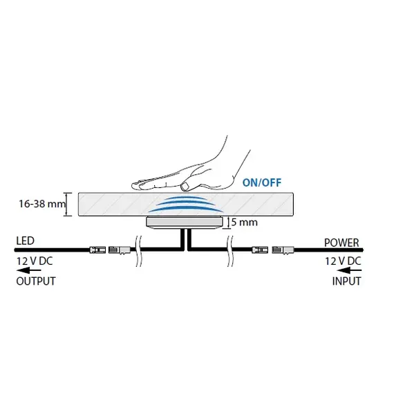 Выключатель под столешницу емкостной 12VDC, провод 1м арт.WE-CSW-BI-NO-MIN01 - 2
