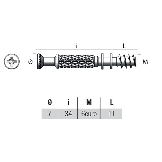 Дюбель стяжной М6 D7х34 мм, цинк арт.TM01FZ - 1