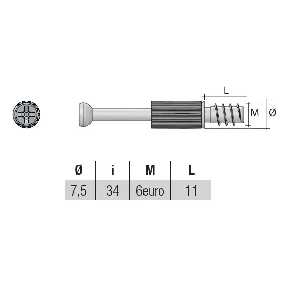Дюбель стяжной Комби М6 D7,5х34 мм, пластик, цинк арт.TC01FZ - 1