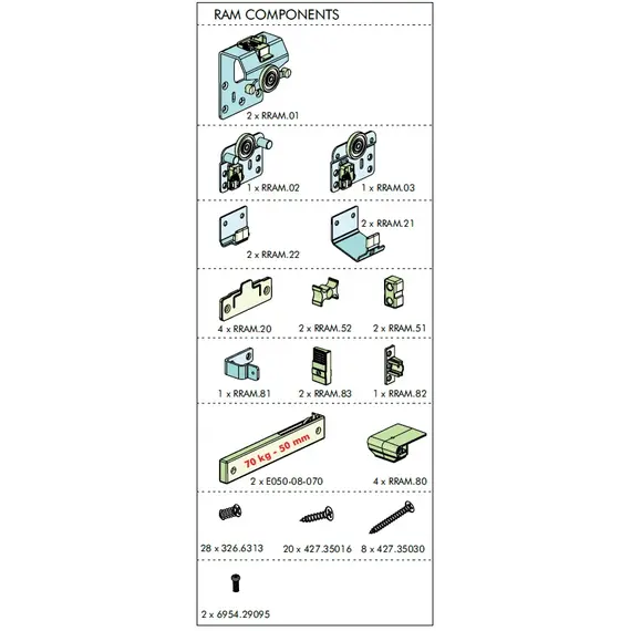 RAM.A28 Система раздвижных дверей RAM с демпфером (комплект для 2-ух дверей) - 1