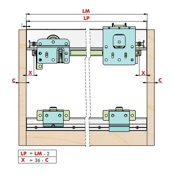 RAM.A28 Система раздвижных дверей RAM с демпфером (комплект для 2-ух дверей) - 4