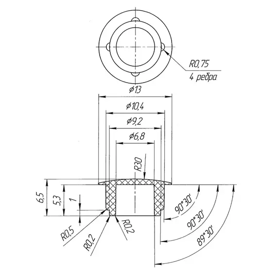 Заглушка D 10мм Дуб молочный арт.ROY.210811.15 - 1