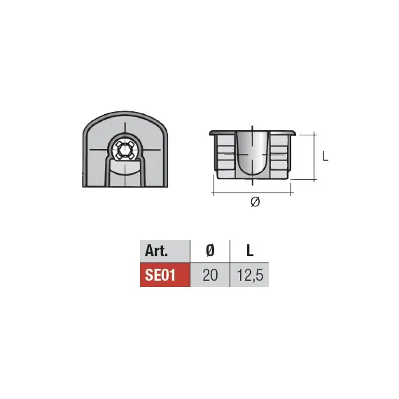 Эксцентрик D20x12,5 мм, пластик, цвет алюминия арт.SE01PGA - 1