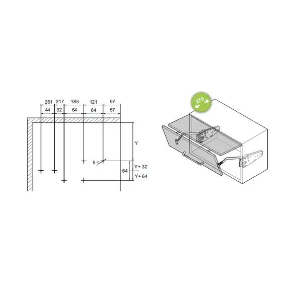 Подъемник ФриФолд Шорт, H3fs, комплект H770-840 мм арт.2720200006 - 2
