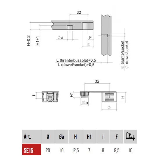 Эксцентрик D20x12,5 мм, никель арт.SE15ZNL - 1