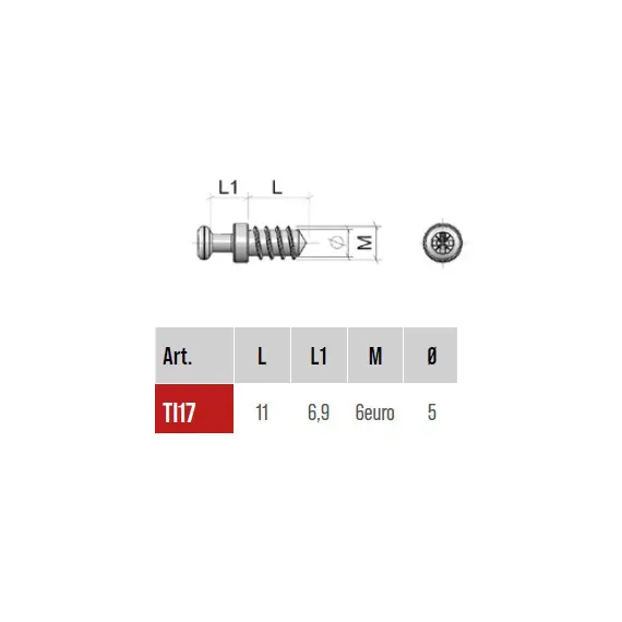 Дюбель d5х7,5 мм M6euro, цинк арт.TI17ZL - 1