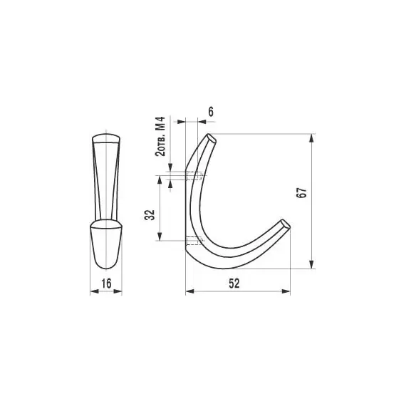 Крючок FK-008 010 черный матовый №9 (ТЗ) - 1