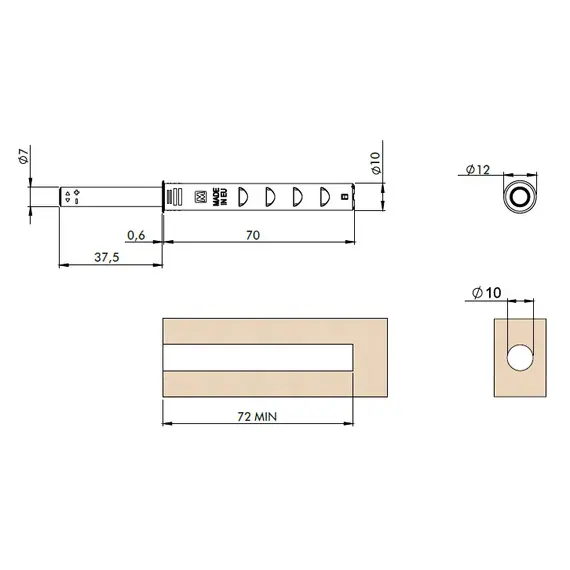 Толкатель Cubo 20N с магнитом, антрацит арт.944.M020.00 - 1