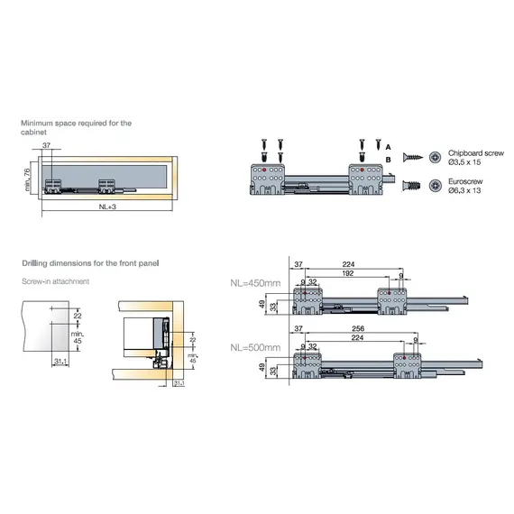 Выдвижной ящик Tekform DW45 450 мм, белый арт.655-8046-150-00 - 3