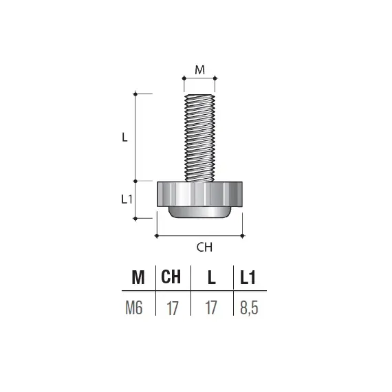 Опора регулируемая M6x20, D17 арт.PI05PNE - 1