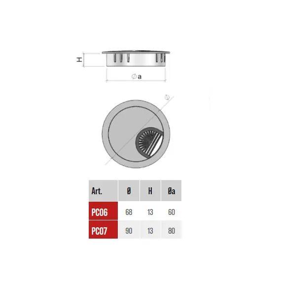 Кабель-канал d60 мм x 13 мм, никель сатин арт.PC06ZNS - 1