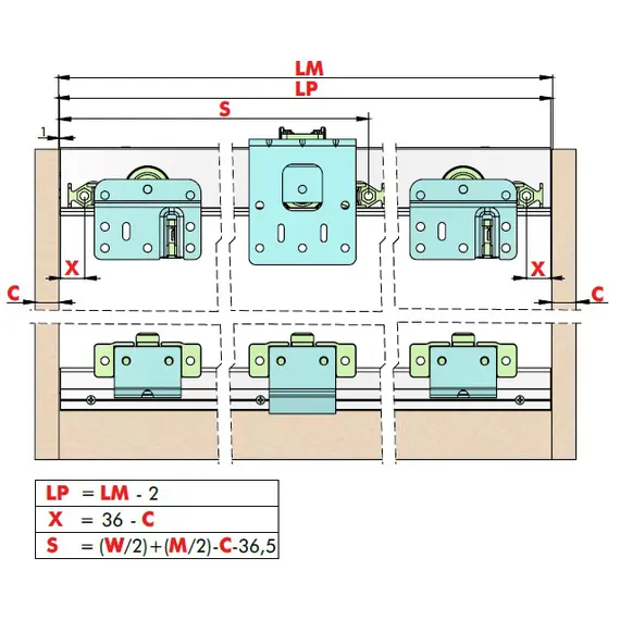RAM.A31 Система раздвижных дверей RAM (комплект для 3-х дверей) - 4