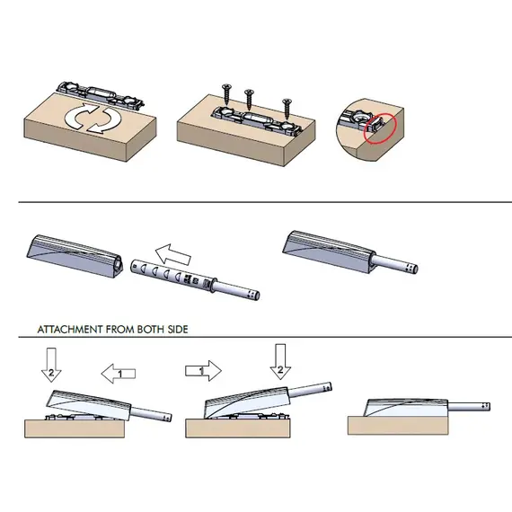 Корпус с планкой для толкателя Cubo, для шурупов по дереву, белый арт.962.CS00.01.00 - 3