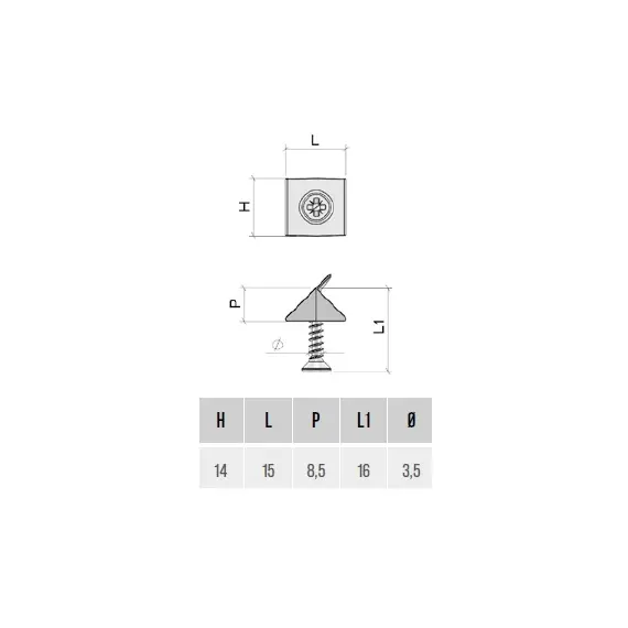 Фиксатор задней стенки с винтом 16 мм, прозрачный арт.FM08PT - 1