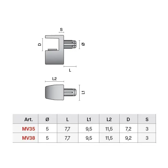 Полкодержатель для стеклянных полок, штырь d5mm, титан арт.MV35ZT - 1