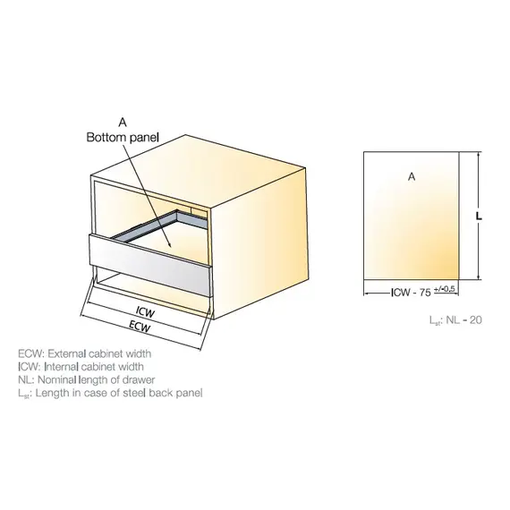 Выдвижной ящик Tekform DW45 500 мм, белый арт.655-8047-150-00 - 2
