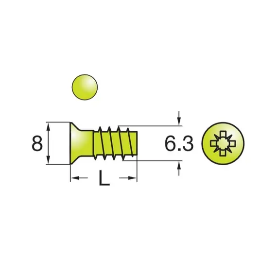 Евровинт Titus 6,3х11 мм. Арт: 821-6304-050-00 - 1