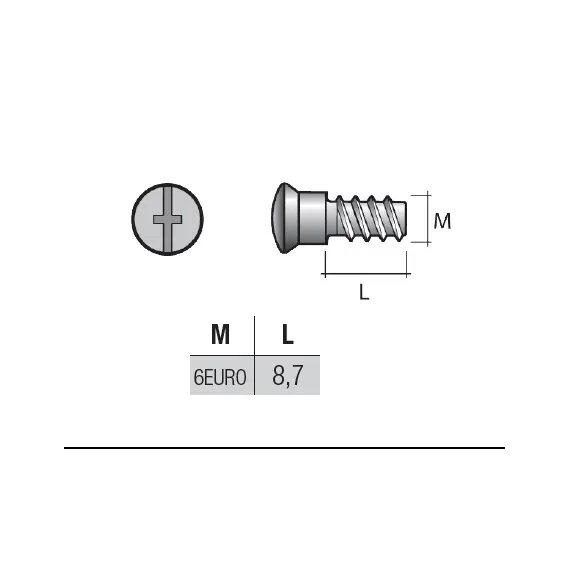 Евровинт М6х8,7 мм, цинк арт.VE88FZ - 1
