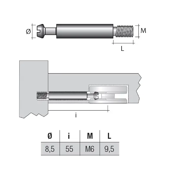 Дюбель стяжной М6 D8,5х49 мм, цинк арт.TE136FZ - 1