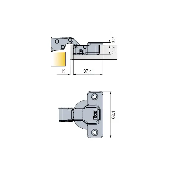 Петля T-type 110/45/0 мм Touch Opening арт.704-0593-054-00 - 2